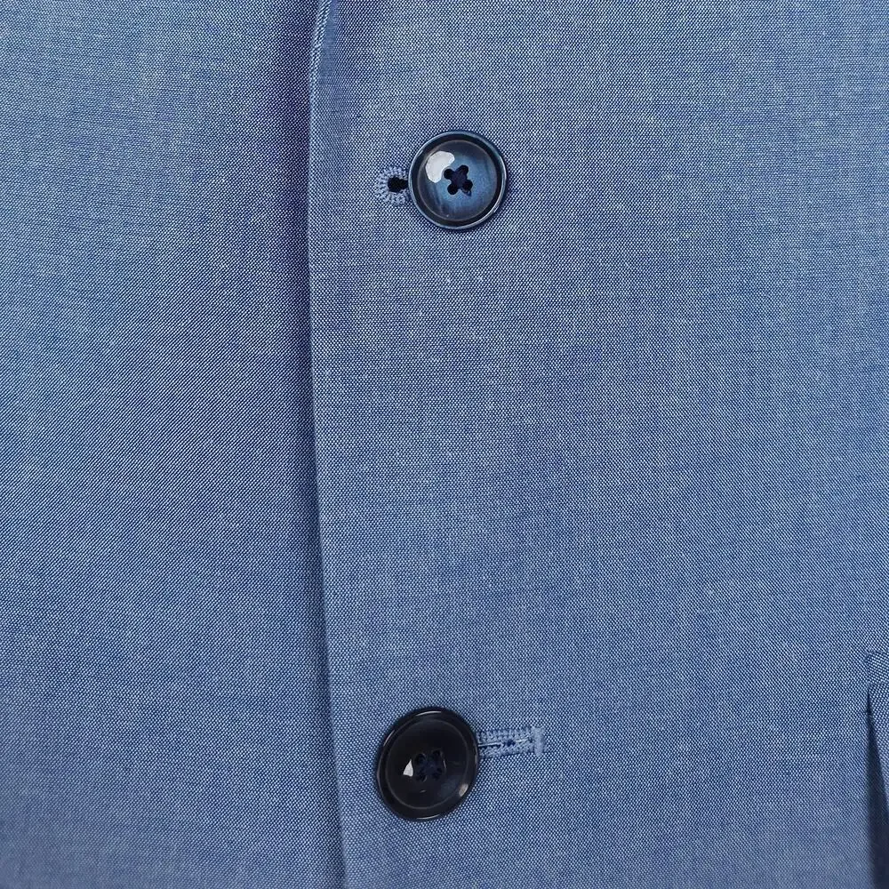 Tommy Hilfiger Mens Modern Fit Sport Coat 40S Blue Solid Stretch Cotton Chambray